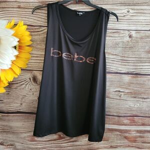 bebe sport Sleeveless top Women's 3X black/ camouflage lettering NWT